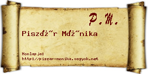 Piszár Mónika névjegykártya